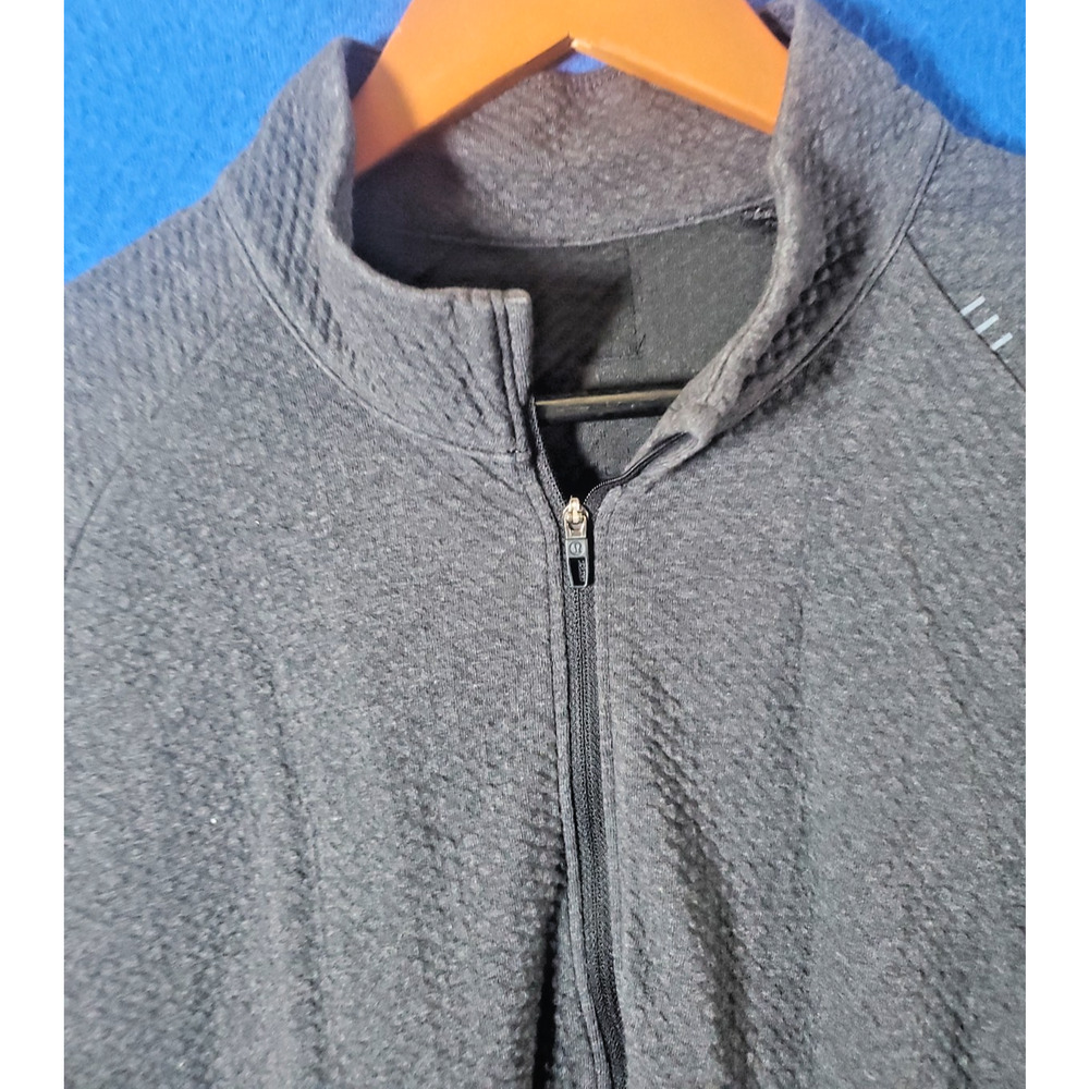 Lululemon Men L Full Zip Sweater Jacket Mock Neck Knit Gray Pockets Activewear - Picture 3 of 16